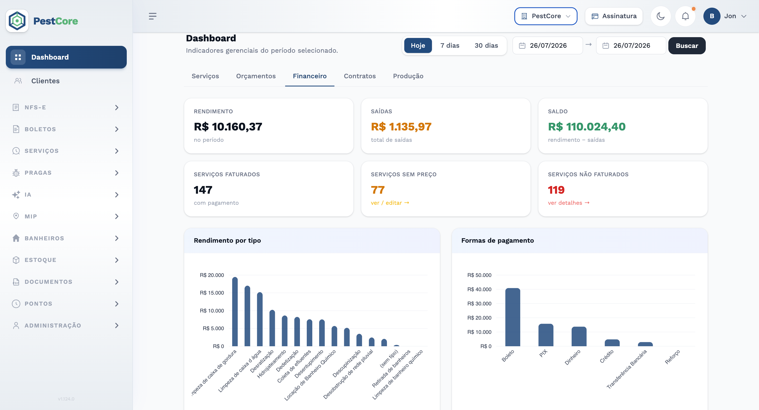 Dashboard do Opera+