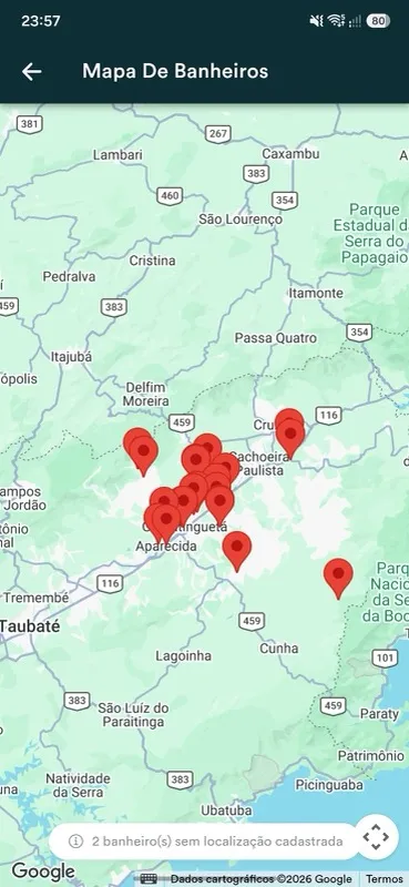 Localização de cada unidade no mapa